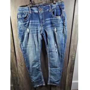 Ariya Jeans Womens Size 15 16 Blue Wash Distressed Skinny Jeans Stretch